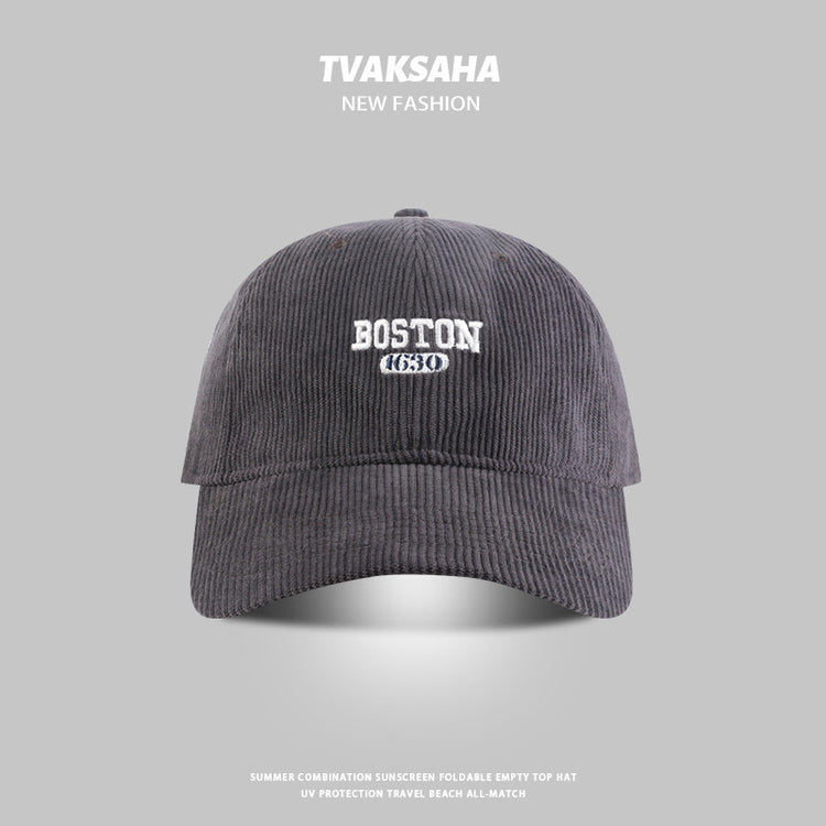 流行帽子|帽子秋冬新款燈芯絨棒球帽男女同款時尚字母防寒帽百搭防風鴨舌帽「C4250」24.08-3