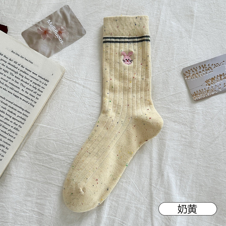 女襪|10A抑菌襪子女點子紗學院風吸汗透氣中筒襪棉質親膚舒適堆堆襪「MK5110」25.08-1