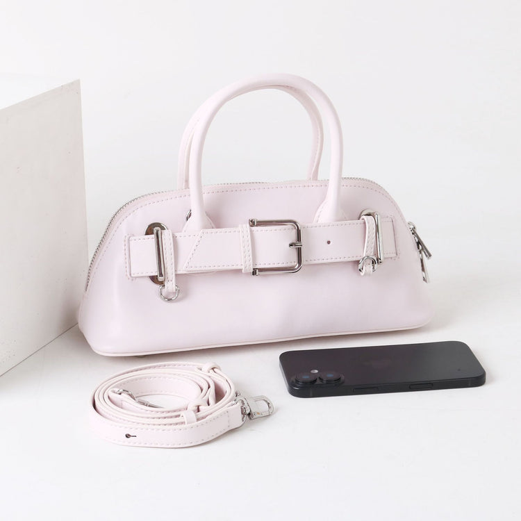 質感真皮|2025新款百搭手提包時尚優雅肩斜背包韓國小眾手提保齡球包包「6717」25.07-2