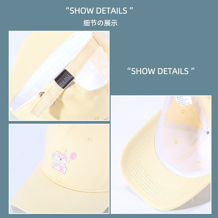 流行帽子|新款可愛貓咪帽子女春夏百搭遮陽鴨舌帽韓版日系學生情侶棒球帽男「C5244」25.04-5