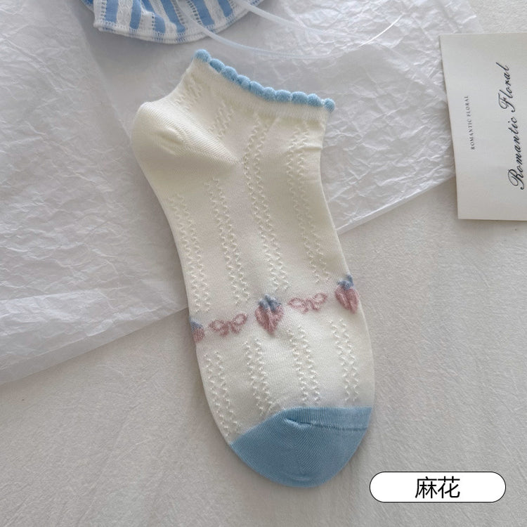 女襪|襪子女士棉質吸汗透氣親膚舒適短襪夏季薄款彈力簡約休閒襪「DL2506」25.04-1