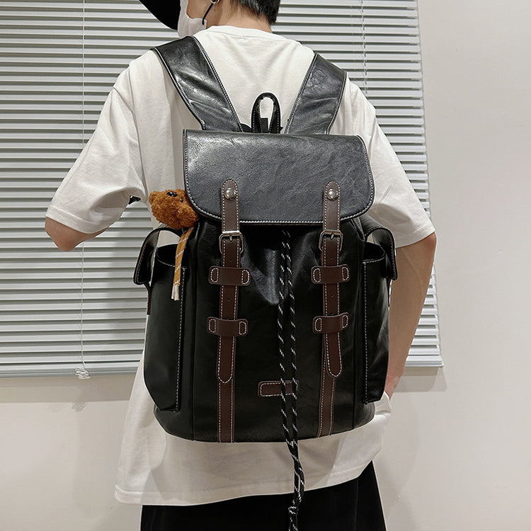 致青春 | PU商務休閒戶外雙肩背包出差旅行收納背包學生書包大容量雙肩包「5519-138」25.09-1