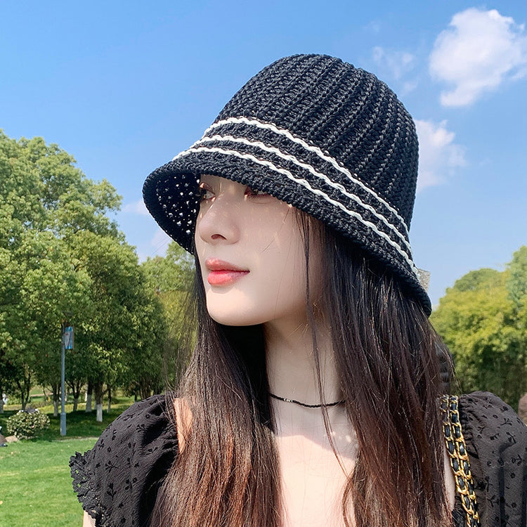 流行帽子|帽子女夏季鏤空透氣戶外遮陽漁夫帽百搭顯臉小草編防曬太陽帽韓版「C5145」25.04-1