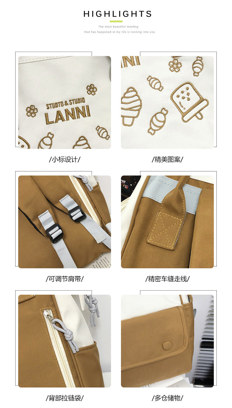 致青春|春季新書包女日系ins撞色中小學生手提雙肩包韓版ins學院風背包「876-360」24.04-1