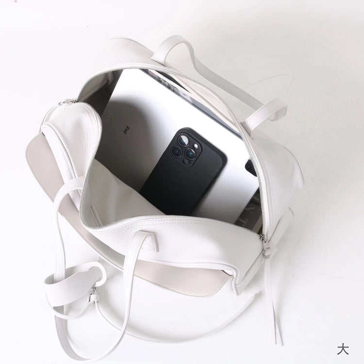 質感真皮|2025全新百搭輕奢小眾高級感波士頓大包肩托特枕頭通勤保齡球包「6163」25.07-1