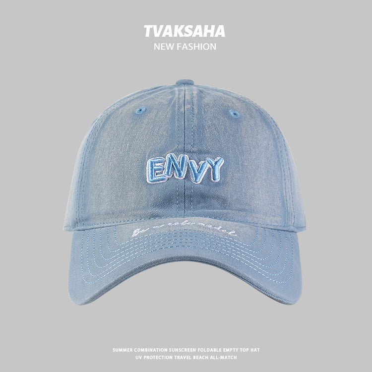 流行帽子|2024新款做舊立體刺繡純色百搭寬檐遮臉防曬棒球帽戶外出遊帽子女「C4269」24.08-2