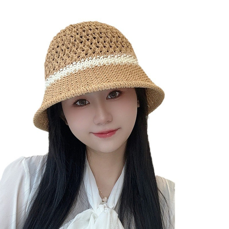流行帽子|草帽女夏季沙灘帽戶外防紫外線透氣鏤空編織漁夫帽寬檐顯臉小帽子「C3646」24.01-4
