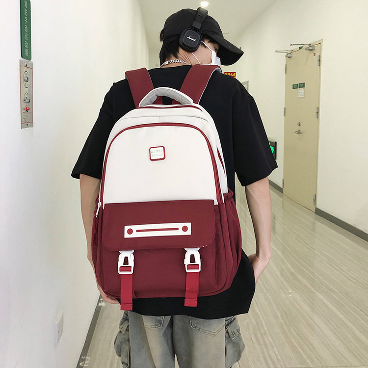 致青春|雙肩包男士簡約大容量電腦旅行背包韓版翻蓋大學生情侶雙肩包「543-133」24.09-2