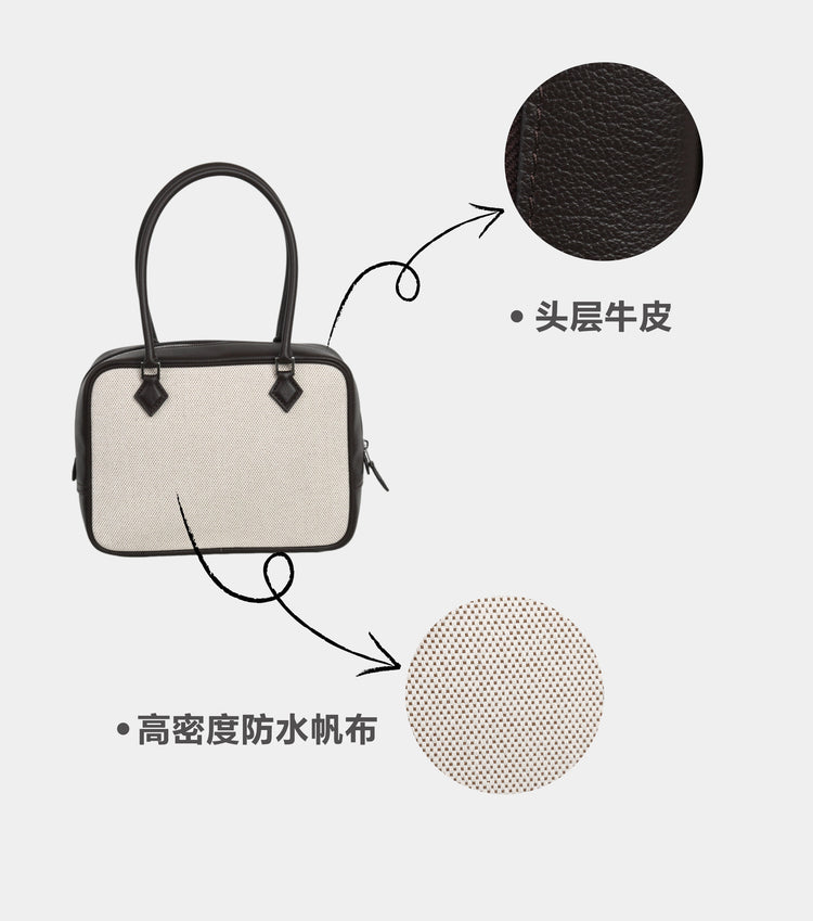 質感真皮 | 2024新款小眾復古帆布牛皮小方包羽毛包單肩手提斜挎女包韓國包包「1566#」24.05-2