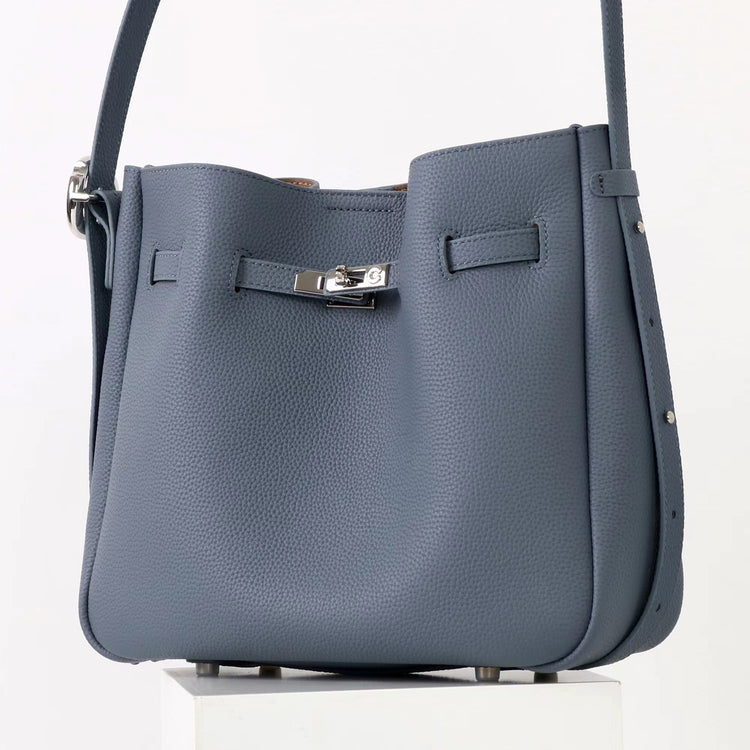 質感真皮|2025新款頭層牛皮高級感單肩斜背手提水桶包大容量小眾百搭「OS53088」25.11-1