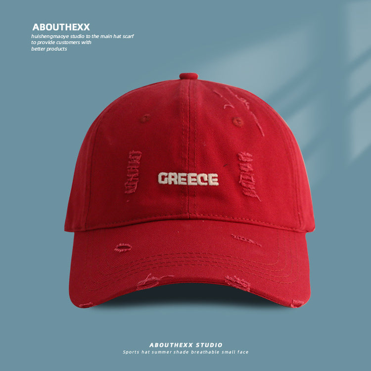 流行帽子|新款破洞字母帽子女情侶百搭鴨舌帽時尚個性刺繡棒球帽男顯臉小潮「C3830A」25.04-4