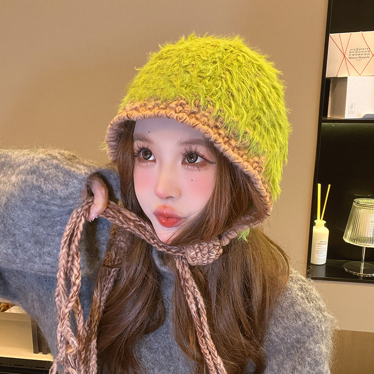 流行帽子|帽子女秋冬季針織保暖護耳包頭帽戶外百搭顯臉小毛絨帽防寒毛線帽「C4842」24.11-3