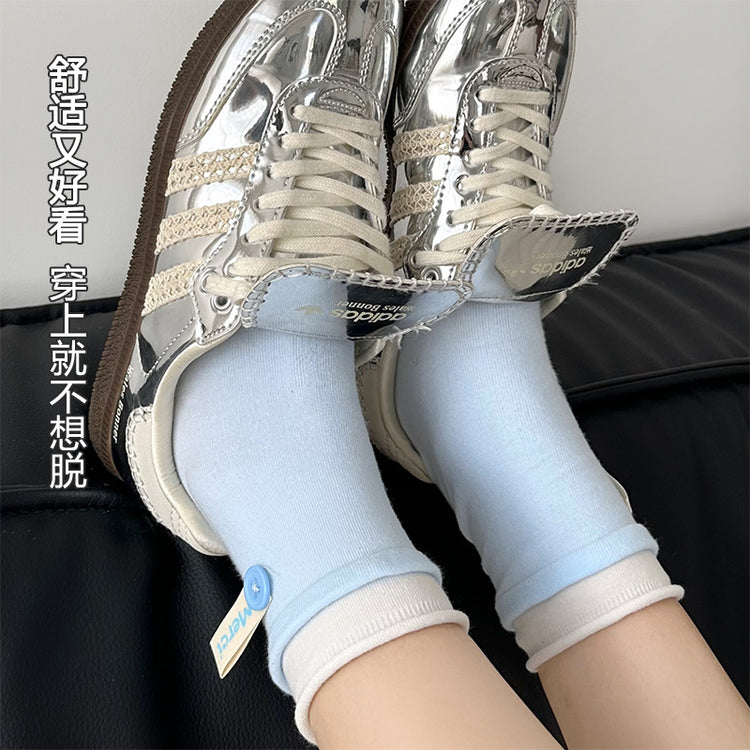 女襪|彈力卷邊襪子女2025夏季新款ins潮中筒襪棉質透氣吸汗薄款堆堆襪「DL25811」25.04-3