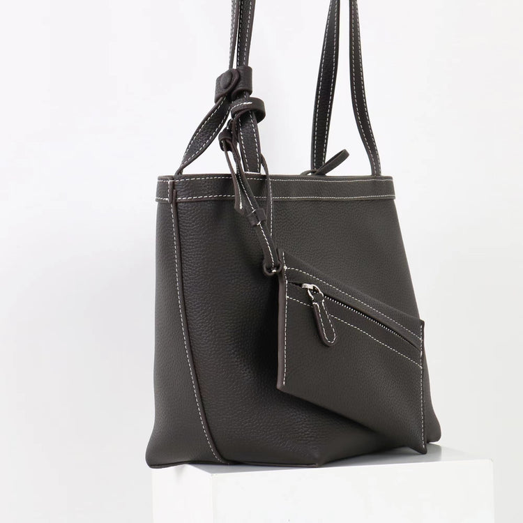 質感真皮|2025新款牛皮復古時尚單肩手提包百搭高級感托特包子母包通勤極簡包「8271」25.11-2