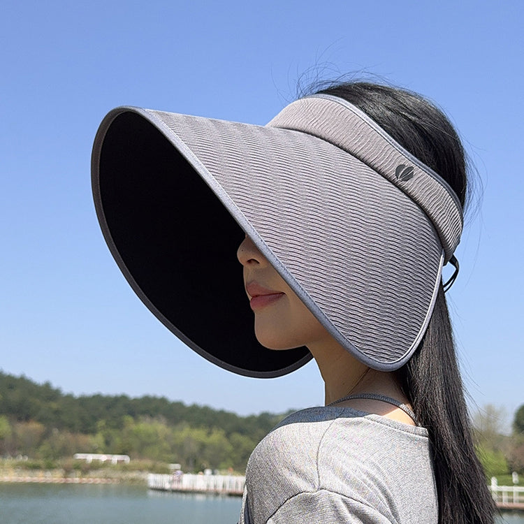 流行帽子|夏季加大檐UV防紫外線空頂帽子女遮陽燈罩帽遮臉防曬黑膠太陽帽潮「C5175」25.04-3