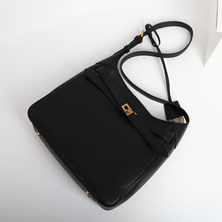 質感真皮|2024新款牛皮鎖扣托特包復古真皮水桶包大容量通勤單肩斜背包「5138#」24.08-1