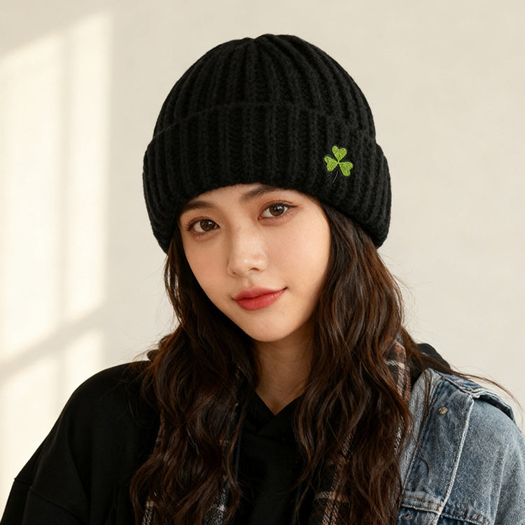 流行帽子|可愛花朵刺繡毛線帽子女秋冬保暖護耳針織帽顯臉小冷帽百搭套頭帽「C5802」25.11-2