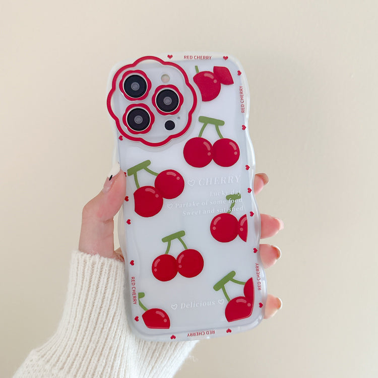 手機殼|蘋果14/13Promax櫻桃iphone12適用11花孔波浪手機殼xr批發78「BQ4298」24.11-2