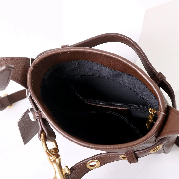 質感真皮|2025新款迷你鎖扣頭層牛皮手機包一字帶小方包高品質百搭單肩斜包「6601」25.09-5