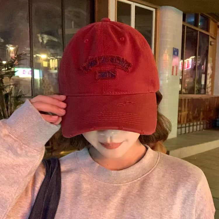 流行帽子|春季新款棒球帽破洞寬檐軟頂遮陽帽夏季戶外顯臉小韓系百搭鴨舌帽「C4886」24.12-5