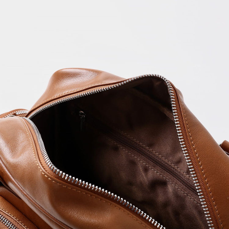 質感真皮|2024新款復古運動手提包機車包大容量秋冬單肩公文包休閒真皮女包「3301」24.12-4