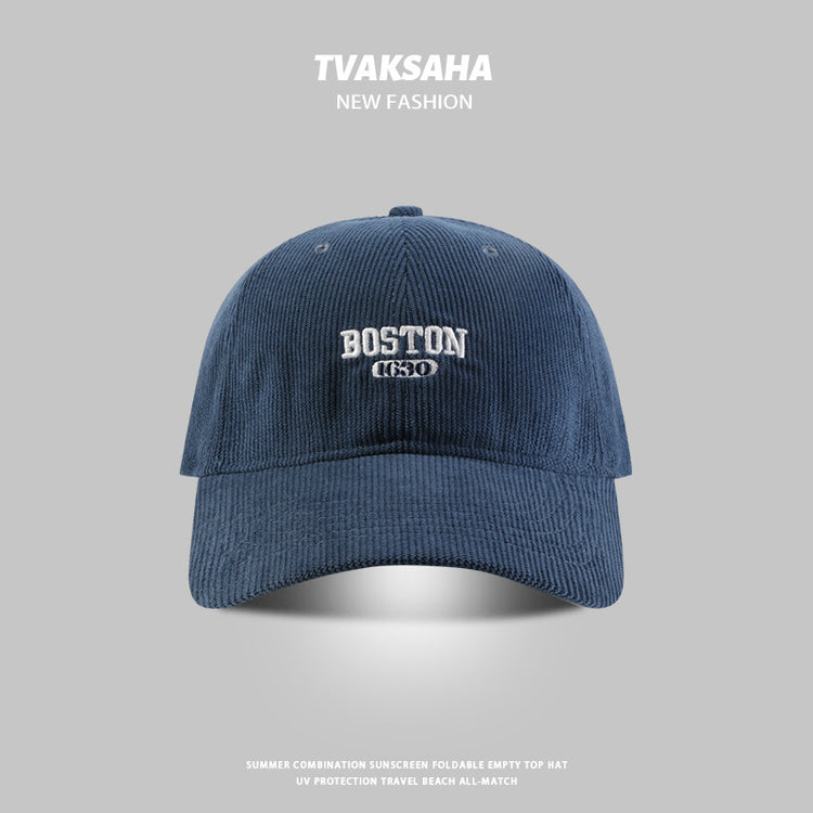 流行帽子|帽子秋冬新款燈芯絨棒球帽男女同款時尚字母防寒帽百搭防風鴨舌帽「C4250」24.08-3