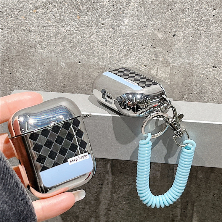 耳機套|適用airpods棋盤格蘋果藍牙電鍍耳機套airpodspro掛繩2/3代「BQ2592」24.07