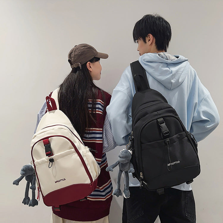 致青春 | 新款工裝斜背包韓版大容量騎乘包潮牌時尚休閒旅行背包戶外胸包「218-127」24.10-3