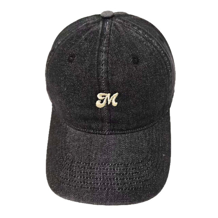 流行帽子|牛仔字母刺繡鴨舌帽子女新款遮陽帽大頭圍顯臉小棒球帽戶外防曬帽「C5891」25.12-2