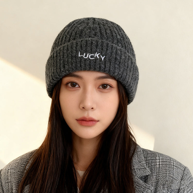 流行帽子|2025新款帽子女毛線帽保暖護耳顯臉小針織帽時尚百搭刺繡套頭帽潮「C5877」25.12-1