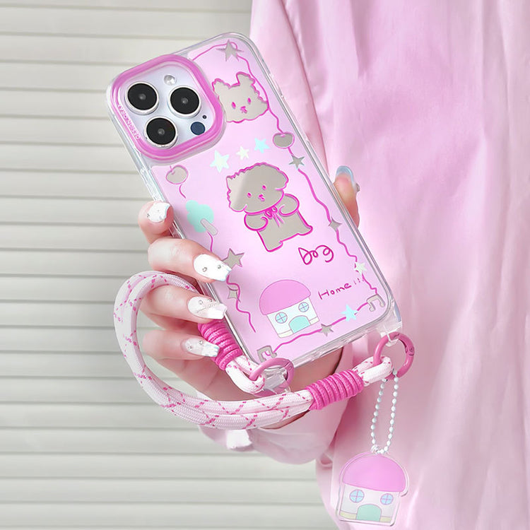 手機殼|蘋果13手機殼iPhone15pro適用12/13promax卡通11掛繩鏡面殼「WL0052」24.07