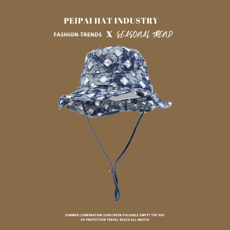 流行帽子|個性水洗破洞牛仔漁夫帽女夏季防曬遮陽帽韓版復古百搭戶外登山帽「C4967」25.03-2