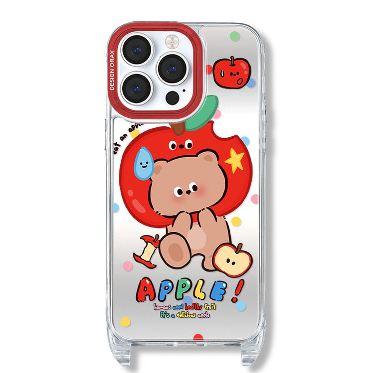 手機殼|iPhone15pro適用13promax掛繩鏡面殼蘋果14手機殼12卡通11「LR0826」24.07