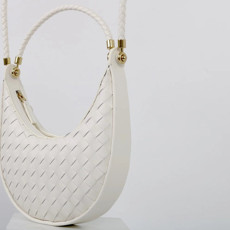 質感真皮|編織半月包Hobo腋下包2025新款百搭單肩大容量女包斜挎手提包「6032」25.02-2