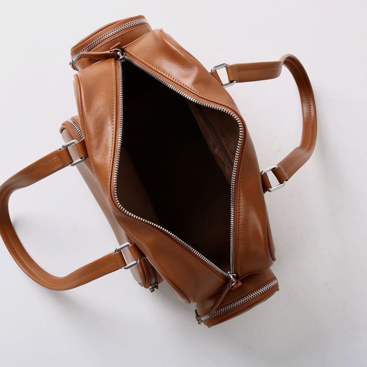 質感真皮|2024新款復古運動手提包機車包大容量秋冬單肩公文包休閒真皮女包「3301」24.12-4