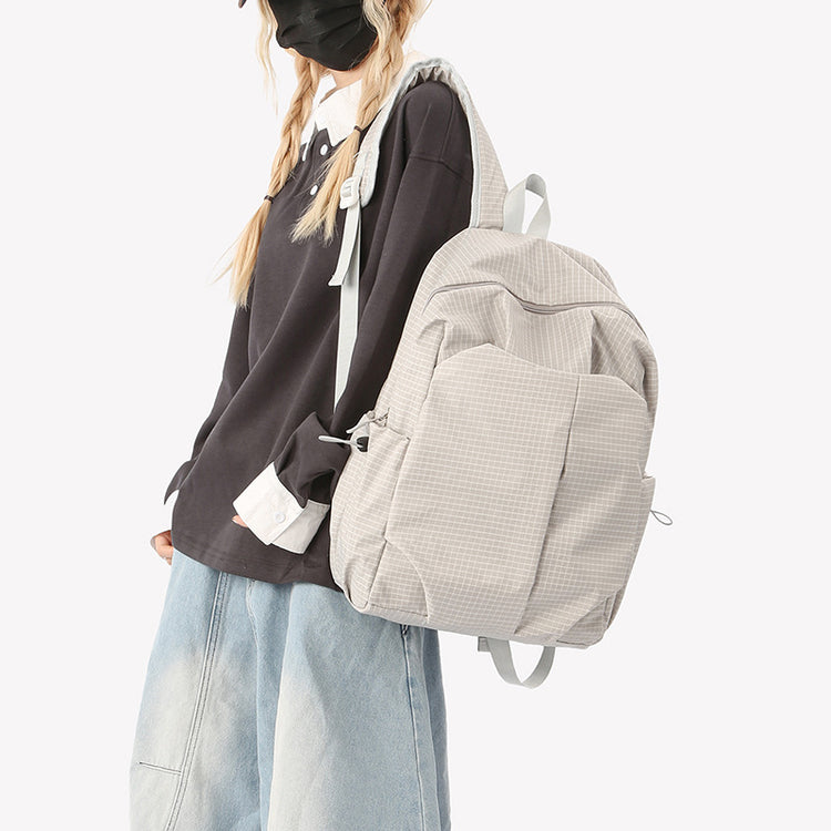 致青春|新款休閒雙肩包大容量簡約潮酷背包男女中大學生純色書包背包「9776-130」25.11-4