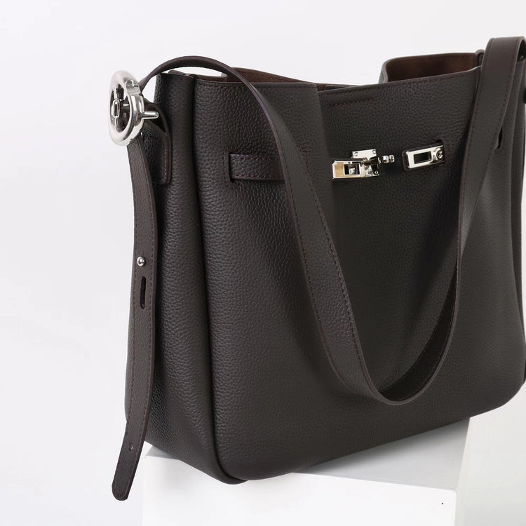 質感真皮|2025新款頭層牛皮高級感單肩斜背手提水桶包大容量小眾百搭「OS53088」25.11-1