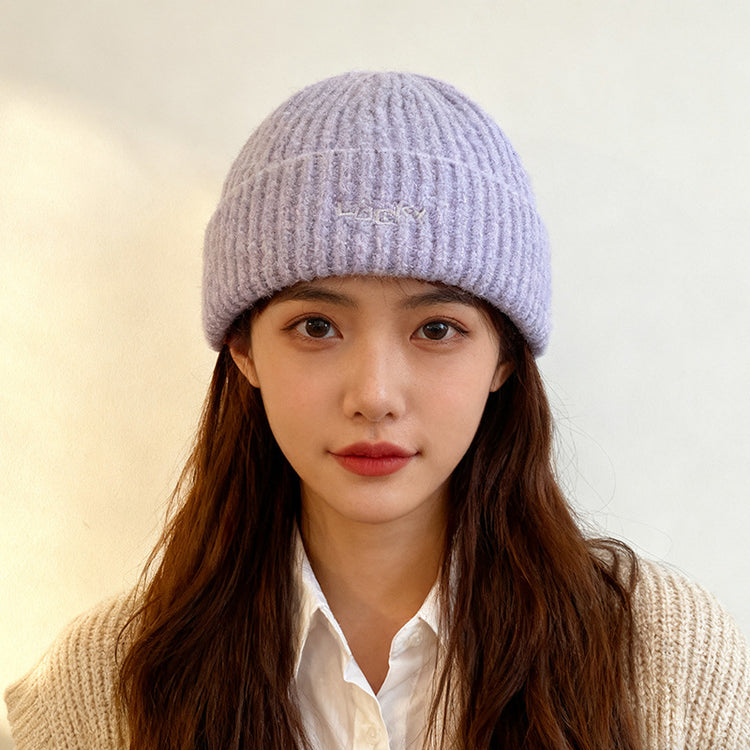 流行帽子|2025新款帽子女毛線帽保暖護耳顯臉小針織帽時尚百搭刺繡套頭帽潮「C5877」25.12-1