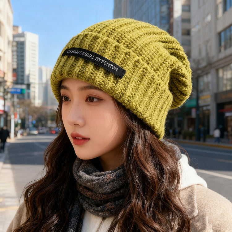 流行帽子|2025年帽子女粗針織毛線帽秋冬款季百搭大頭圍米色寬松潮顯臉小帽「C2885AC」25.09-5
