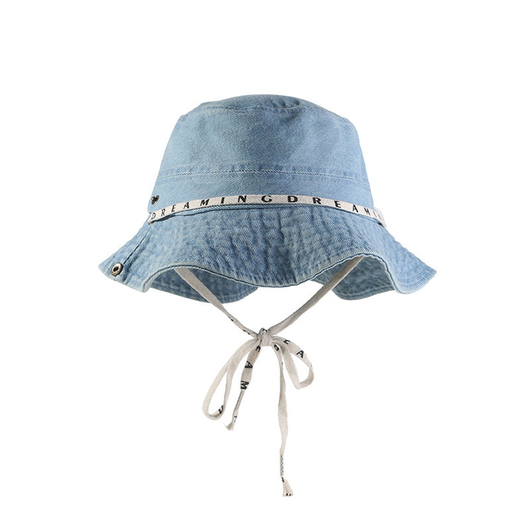 流行帽子|牛仔大帽檐遮陽帽夏季女復古休閒登山帽顯臉小系帶漁夫帽出遊帽子「C4142」24.07-2