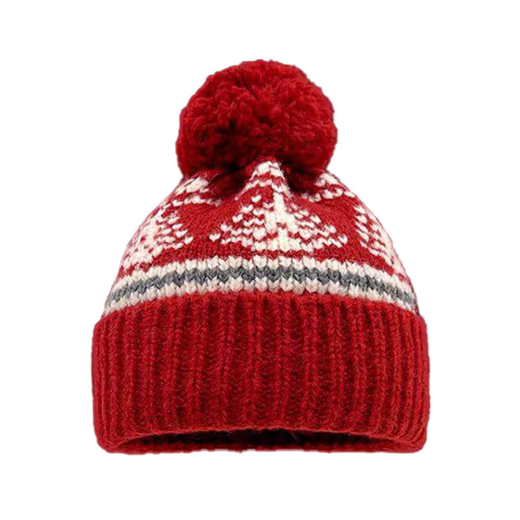 流行帽子|毛球聖誕毛線帽女秋冬復古費爾島風針織帽滑雪防風喜慶套頭帽子男「C4775」24.12-3