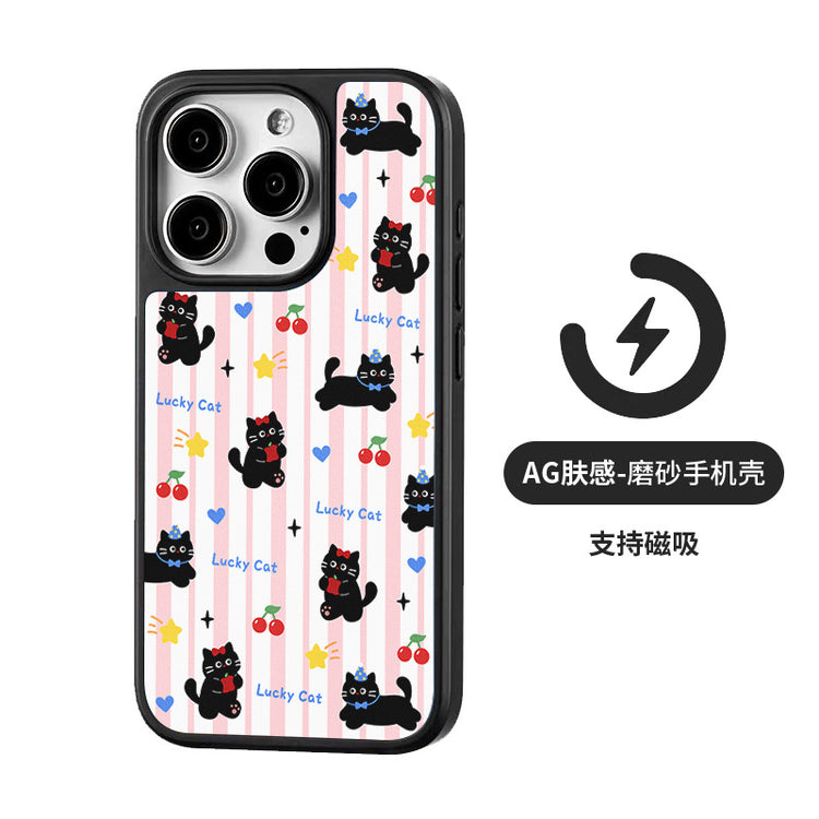 手機殼|iPhone16Promax磁吸手機殼蘋果13AG磨砂碳纖紋12適用15卡通14「WYB2009」25.05-1