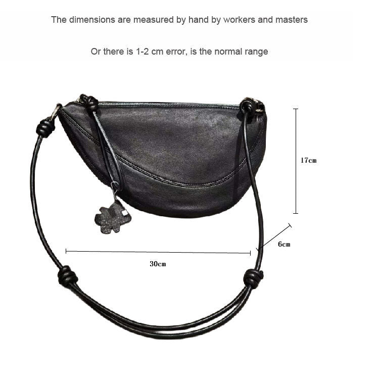 質感真皮|軟皮羊皮月牙包女包2024新款歐洲站真皮休閒斜背餃子包百搭單肩包「3300」24.04-2