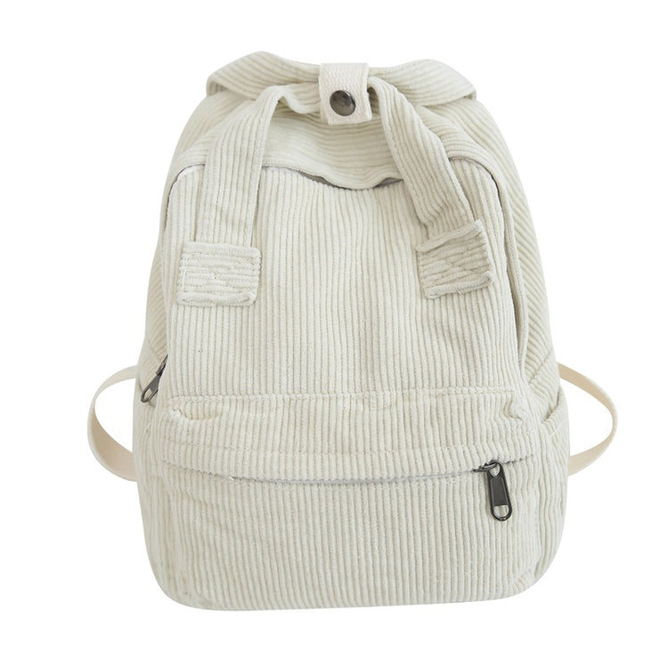 致青春|日系純色燈芯絨書包女韓版高中大學生雙肩包簡約時尚手提背包「017-290」24.01-3