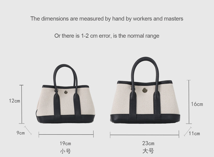 質感真皮|2025潮流新頭層牛皮撞色帆布手提花園包高級感洋氣單肩包休閒斜背包「80592」25.04-2