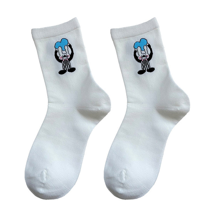 女襪|襪子女士秋冬日系插畫卡通貓咪中筒襪彈力無骨親膚舒適堆堆襪「WN2511」25.10-1