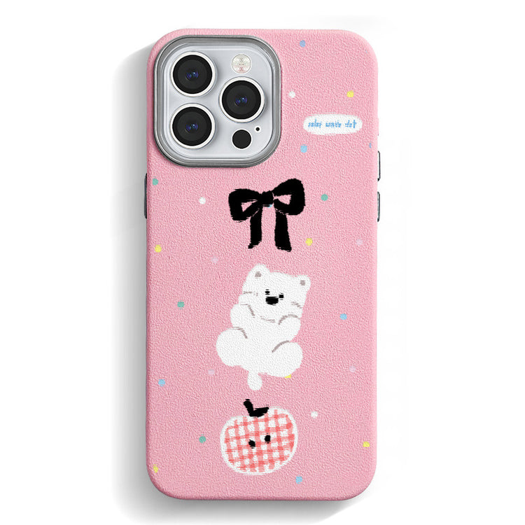 手機殼|iPhone16適用15Promax卡通14蘋果13手機殼12銀框皮紋殼11批發「LR1245」25.04-3