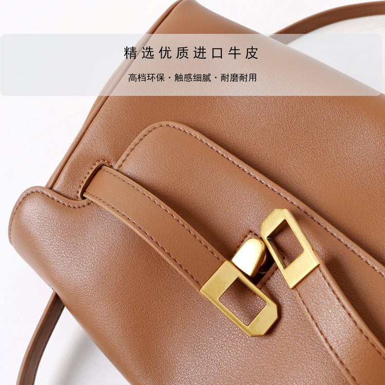 質感真皮|2025新款通勤復古百搭單肩斜背包外出上班公文包女包時尚潮流單肩包「6191S」25.12-1