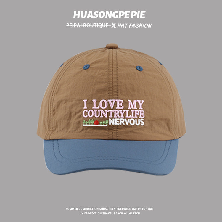 流行帽子|帽子【520系列】loveyou字母刺繡短檐百搭速乾甜酷風多巴胺棒球帽「C3954」24.05-3