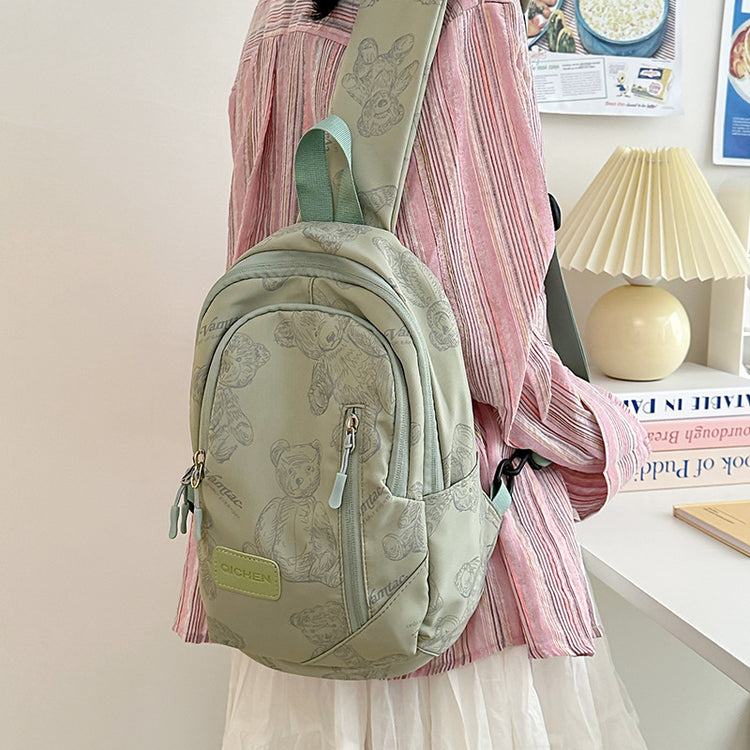 致青春|日系ins風休閒小挎包輕便書包森系小清新甜美女孩逛街大容量胸包「6081-118」24.06-4